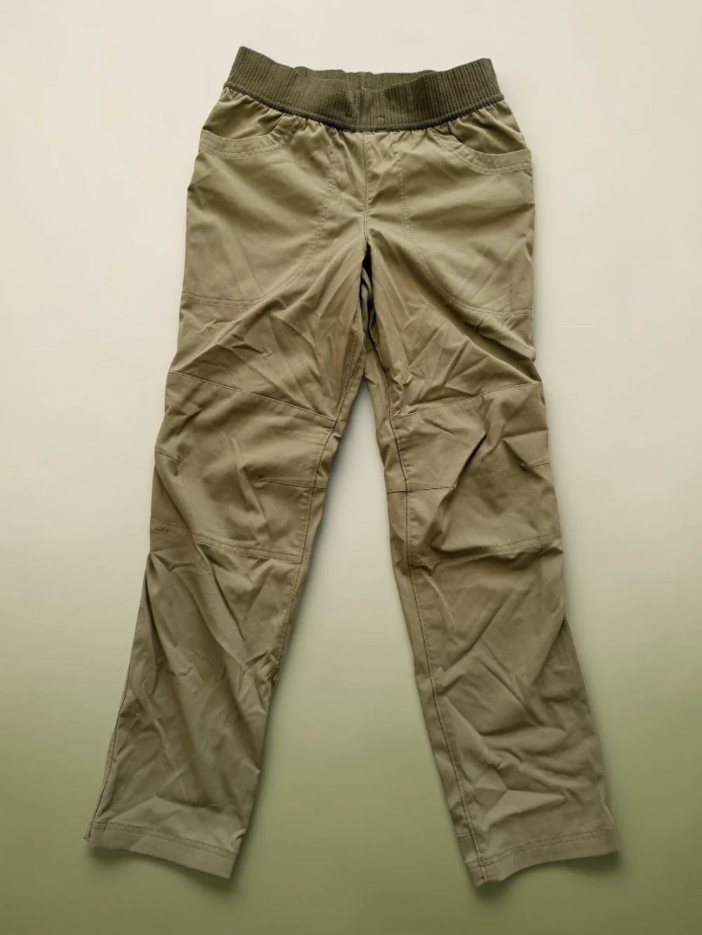 REI Long Lightweight Pants Ribbed Elastic Hiking Outdoor Kids Girls S Khaki